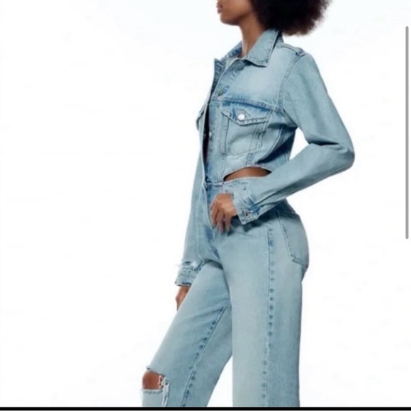 Zara Light Blue Women's Denim Overalls - Picture 2 of 12